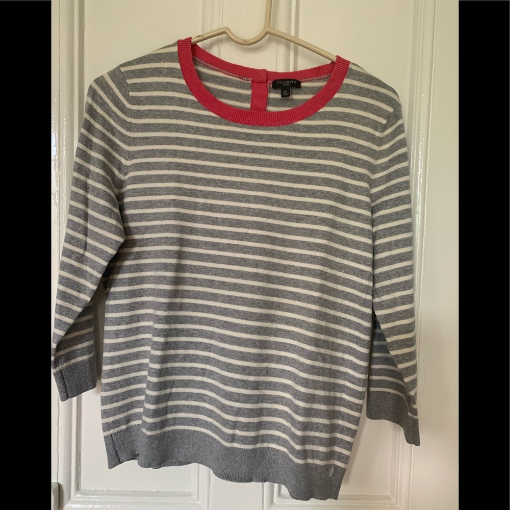 Talbots sweater. Silk and Cotton. Great pink detail.